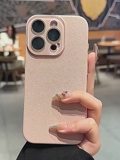 Apple Iphone Litchi Pattern Skin-Feel Crystal Phone Case (Exclusive)