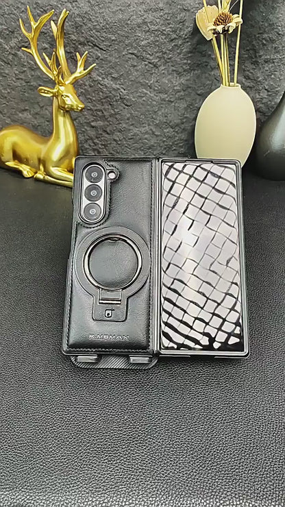 Samsung Fold series Racket Holder Galaxy Magnetic  Creative Men's Leather Case (Exclusive)