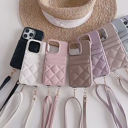 Apple Tweed Style Card Diagonal Leather Halter Case (Exclusive)