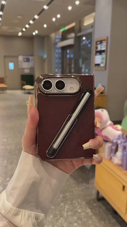Apple iPhone Ultra Fold Electroplated Edge Vegan Leather Drop-Proof Business Case (Exclusive)