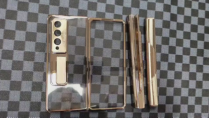 Samsung Fold Series Magnetic Hinge Folding Protective Case W22 Electroplated Lens Film Leather Case Suitable (Exclusive)