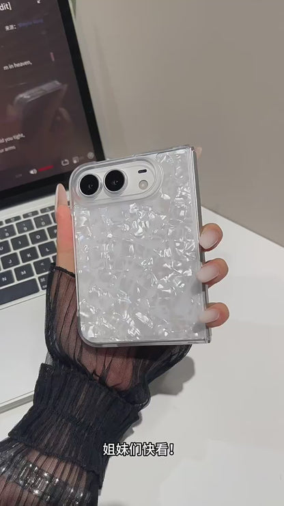 Apple Iphone Ultra IMD shell glacier texture mirror, foldable screen Case (Exclusive)