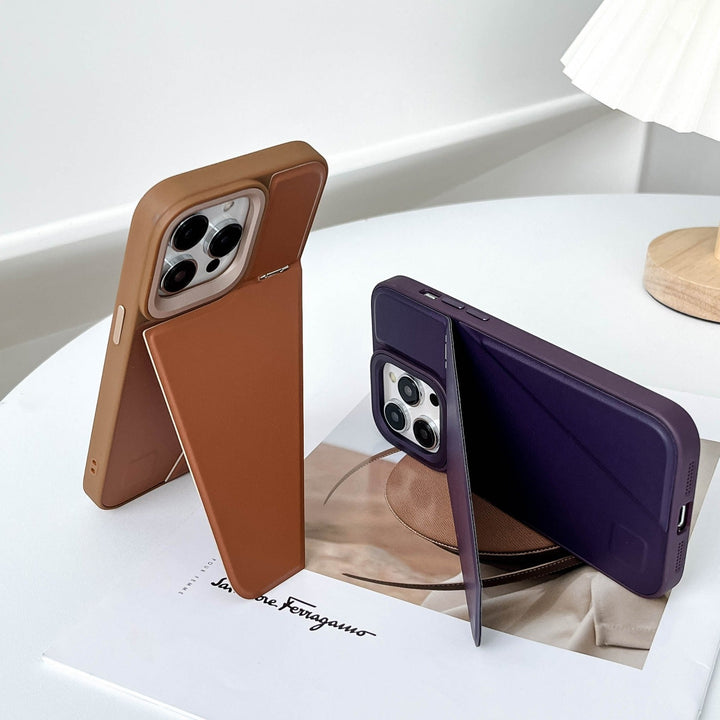 Apple Iphone 15 pro Luxurious Leather Stand  Stlylish Mobile Back cover