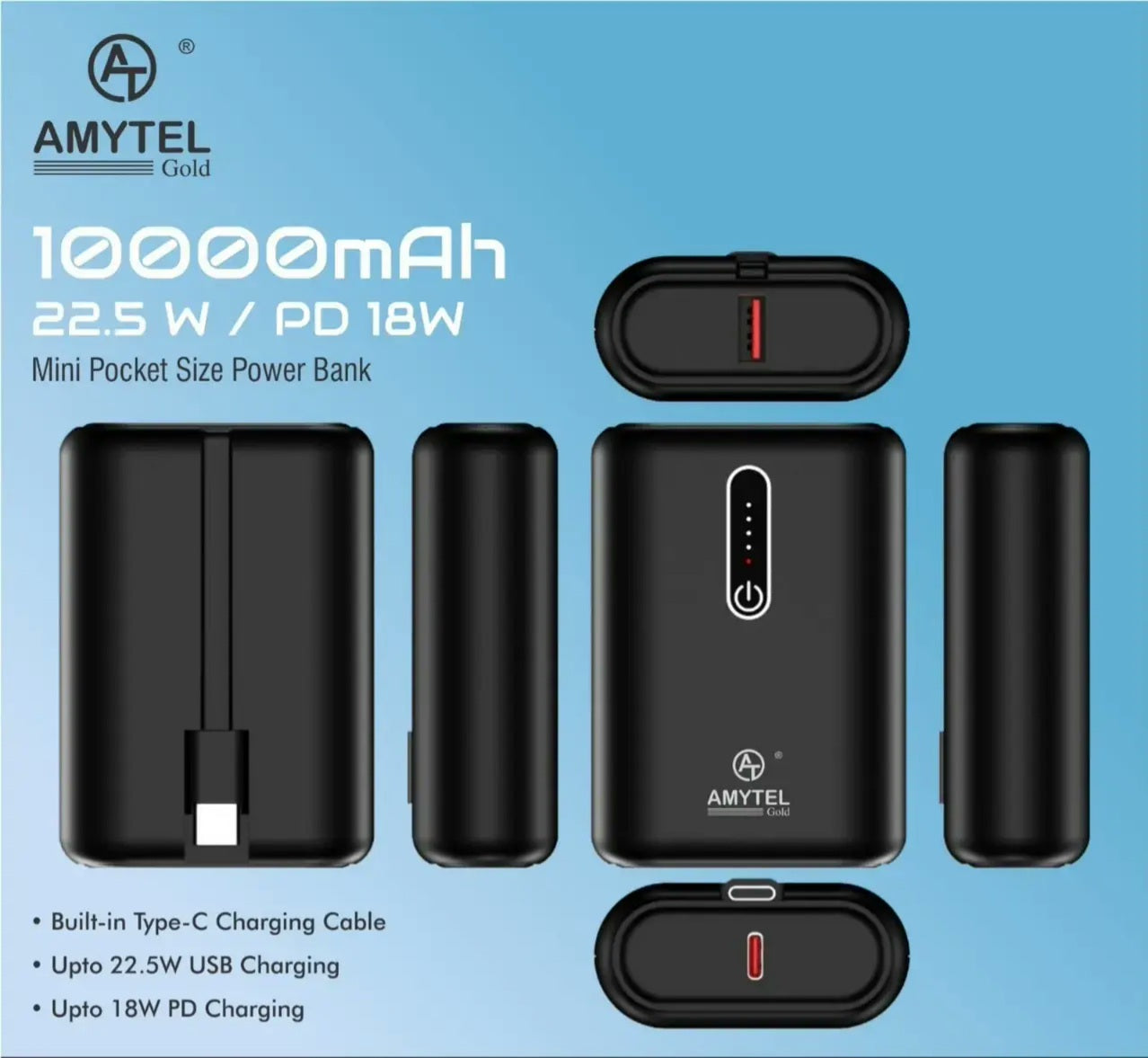 Amytel Compact 10,000 Mah 22.5watt fast charging Power Bank (Copy)