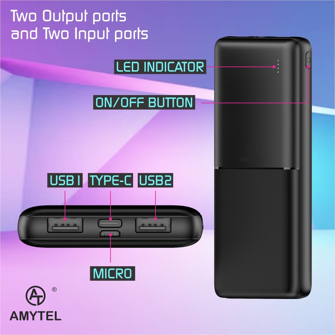 Amytel Fast Charging Power Bank with 18watt Capacity 8000mah (6 Month Warranty)