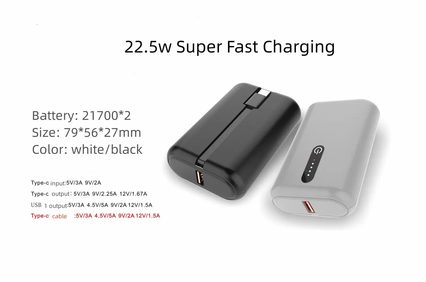 Amytel Compact 10,000 Mah 22.5watt fast charging Power Bank