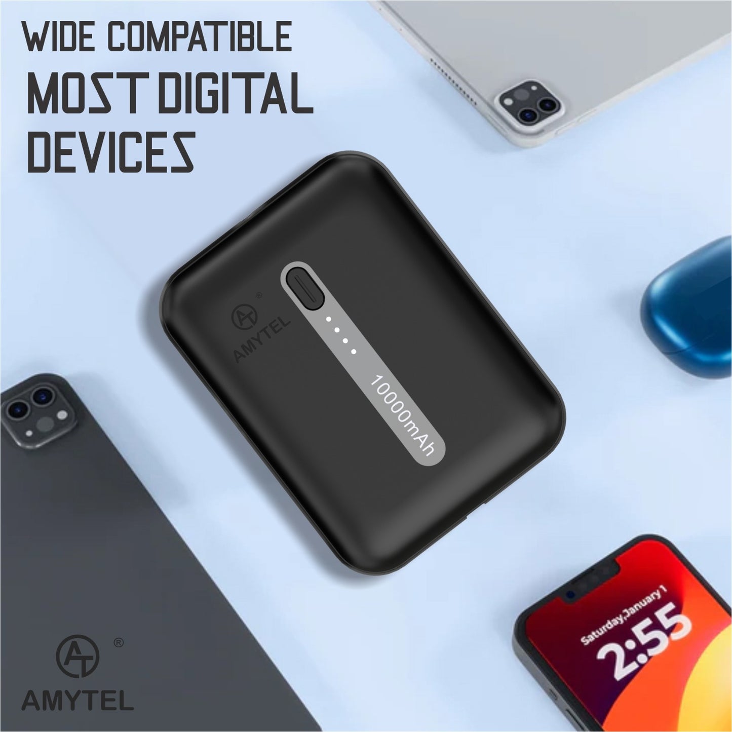 Amytel 10,000 Mah Power Bank with 18W Fast Charging ( 6 Month Warranty)