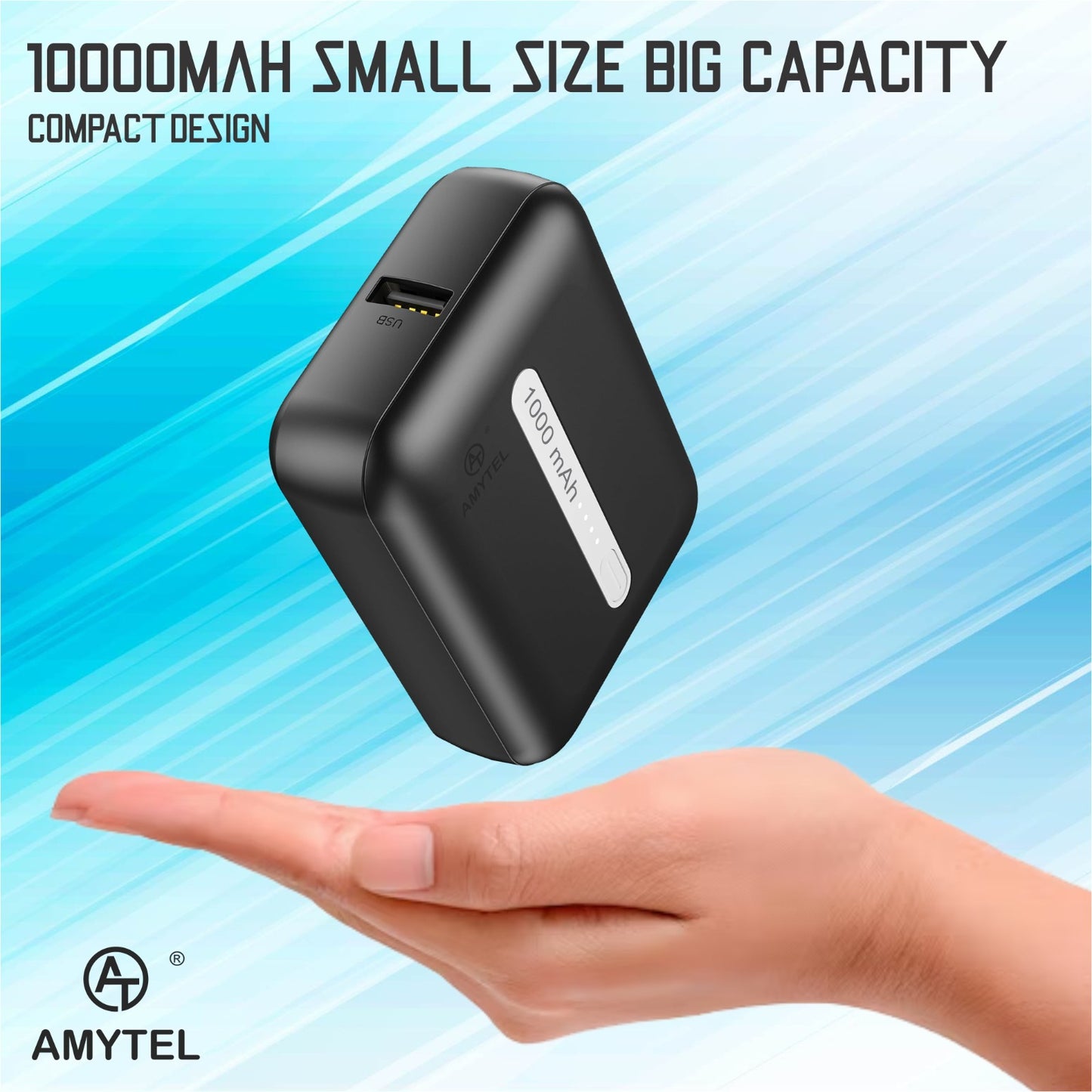 Amytel 10,000 Mah Power Bank with 18W Fast Charging ( 6 Month Warranty)