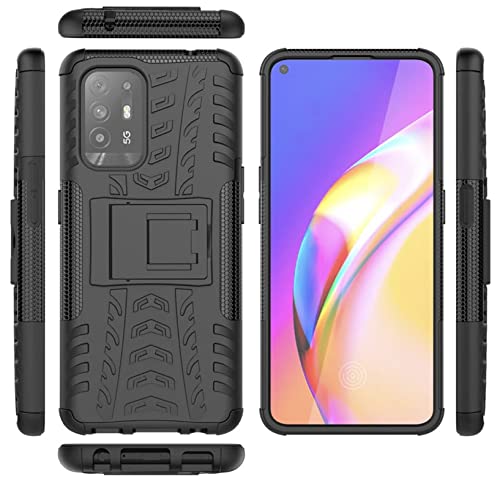 Oppo Reno 5Z / A94 / A95 5G Shockproof Hybrid Kickstand Back Cover Defender Cover  - Black