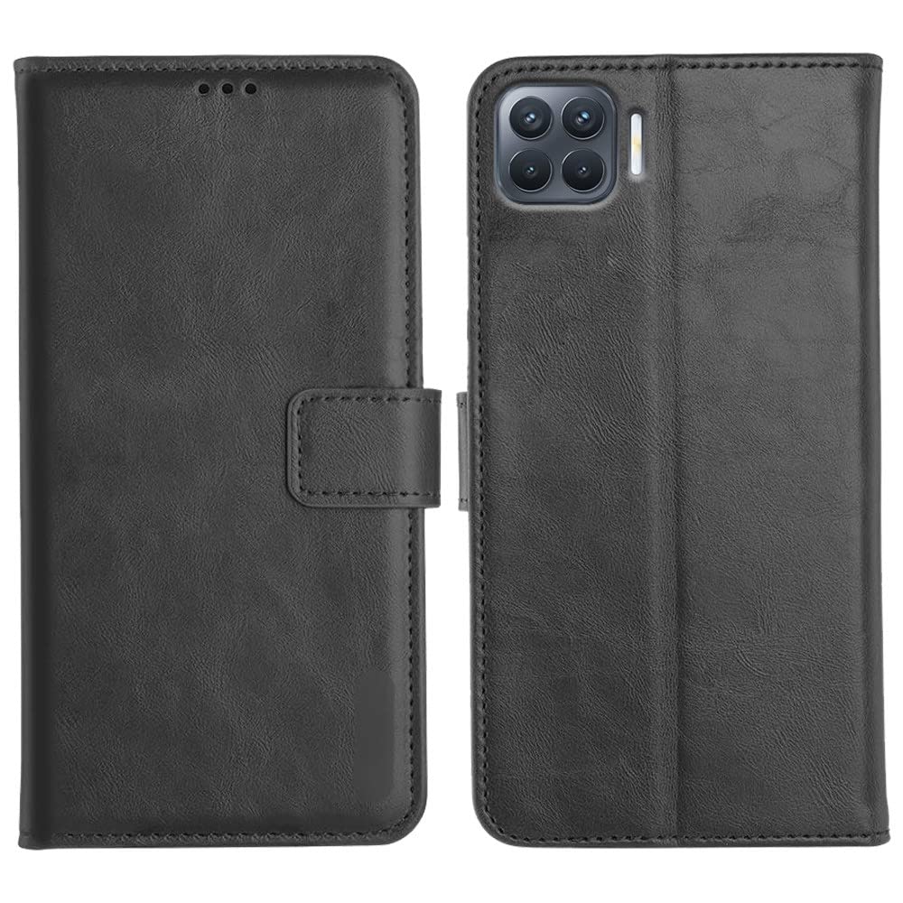 Oppo F17 Pro Flip Back Cover Case  Inbuilt Stand & Pockets  Magnetic Shockproof Leather Wallet Style Flip case cover