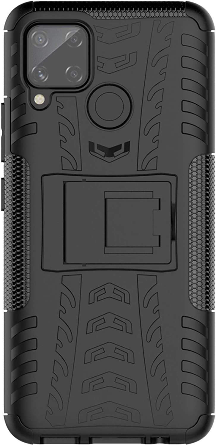Realme C11 / C15 Shockproof Hybrid Kickstand Back Cover Defender Cover  - Black